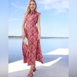 New With Tags Women’s Spartina 449 Lainey Shirt Dress in Etta Damask Pomegranate